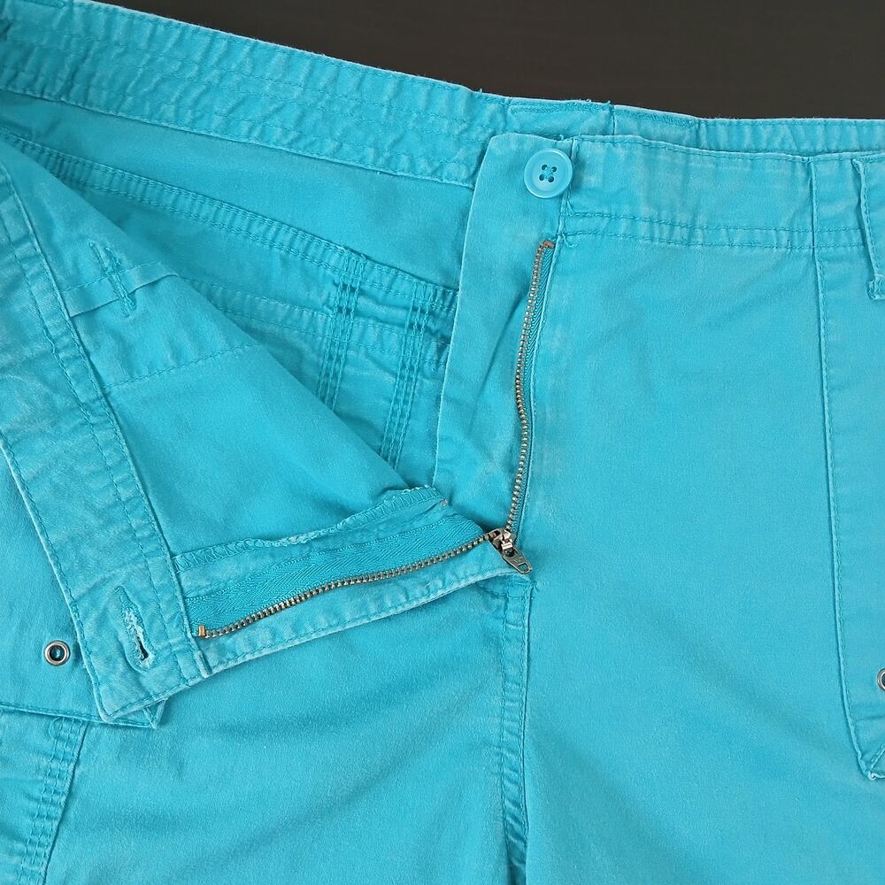 Style & Co Turquoise Blue Cargo Capri Pants 18W cotton blend drawstring cuffs - Picture 4 of 10